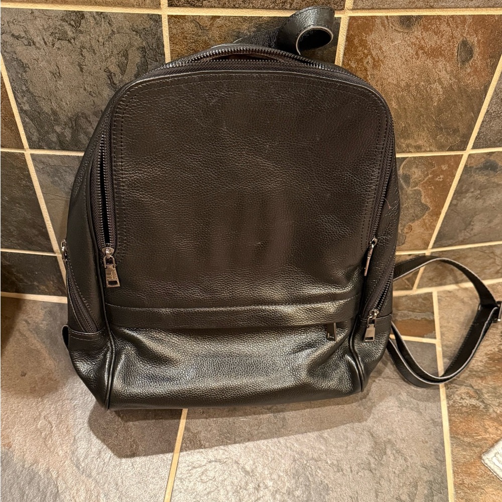 Black Leather Backpack